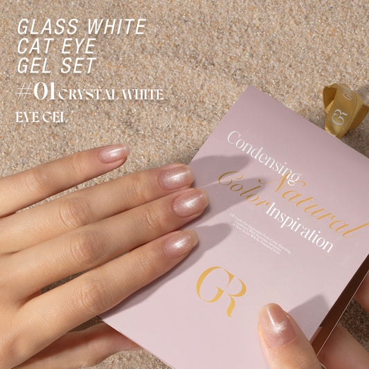 Gulauri White Glass Cat Eye Crystal White 01