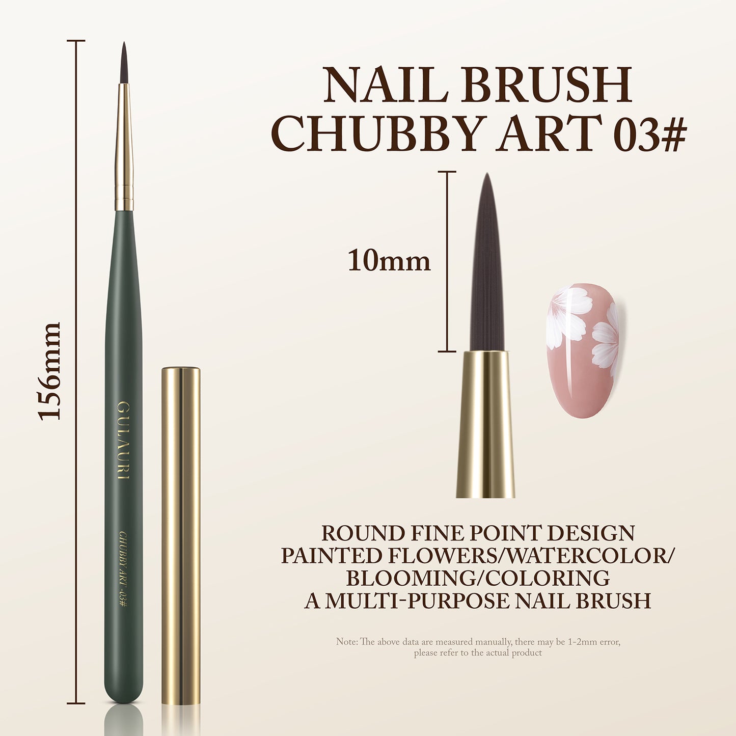 Nail Art Brush Chubby Art 10mm Gulauri #03