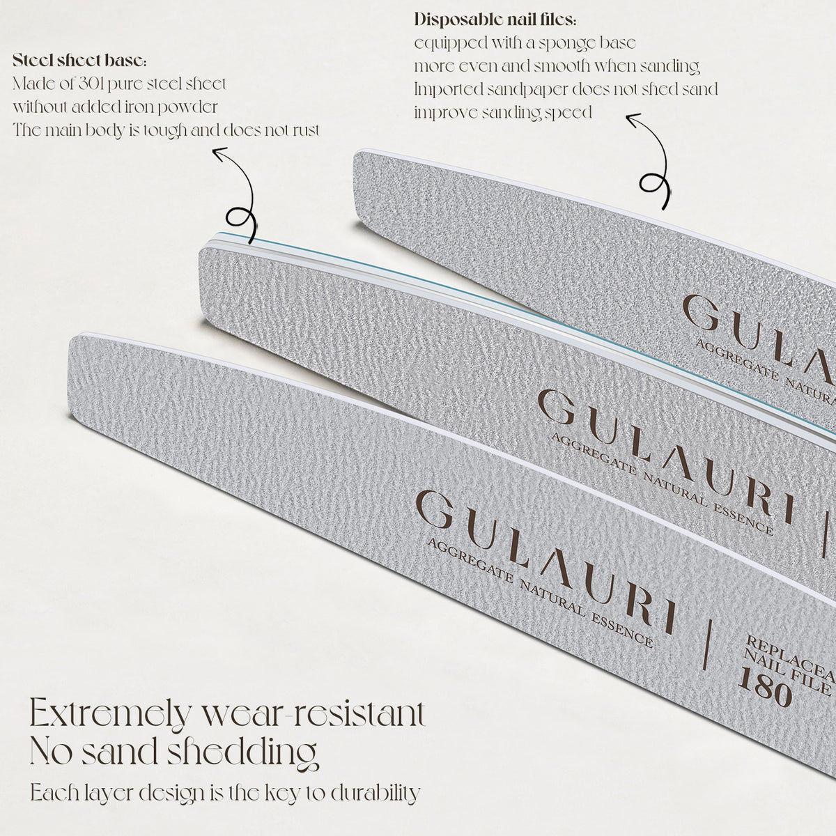 Gulauri Halfmoon Washable Detachable Disposable Nail Files | 120g & 180g