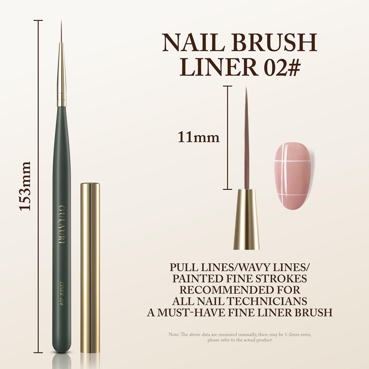 Nail Art Liner Brush 11mm Gulauri #02