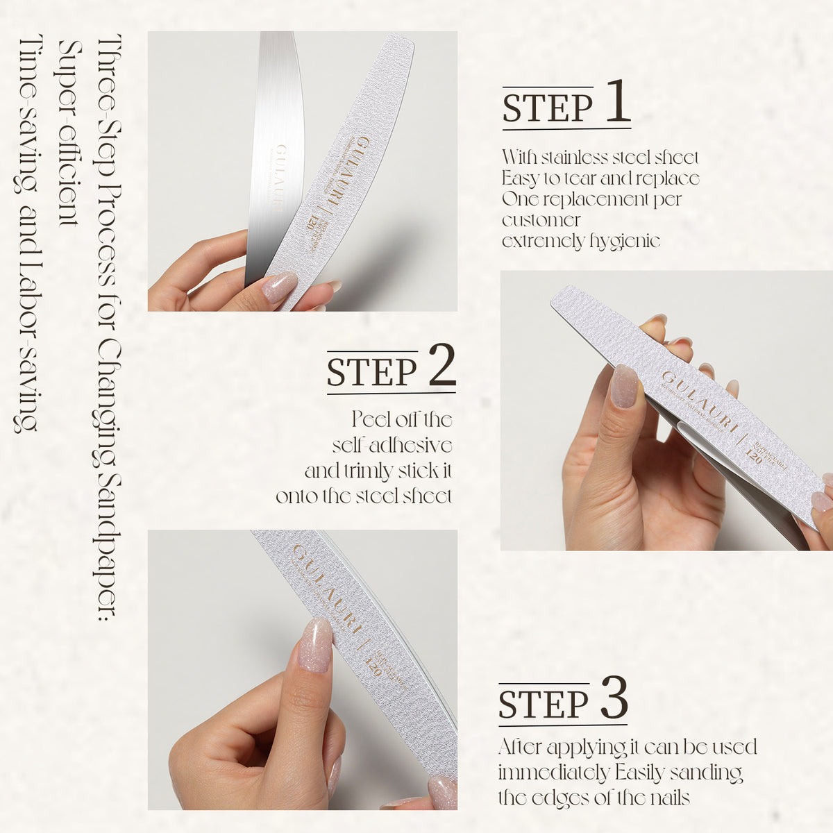 Gulauri Halfmoon Washable Detachable Disposable Nail Files | 120g & 180g
