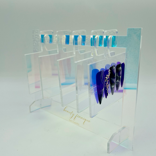 Acrylic Holographic Nail Art Display Hanger with Coat Hanger Style Display Card (5)