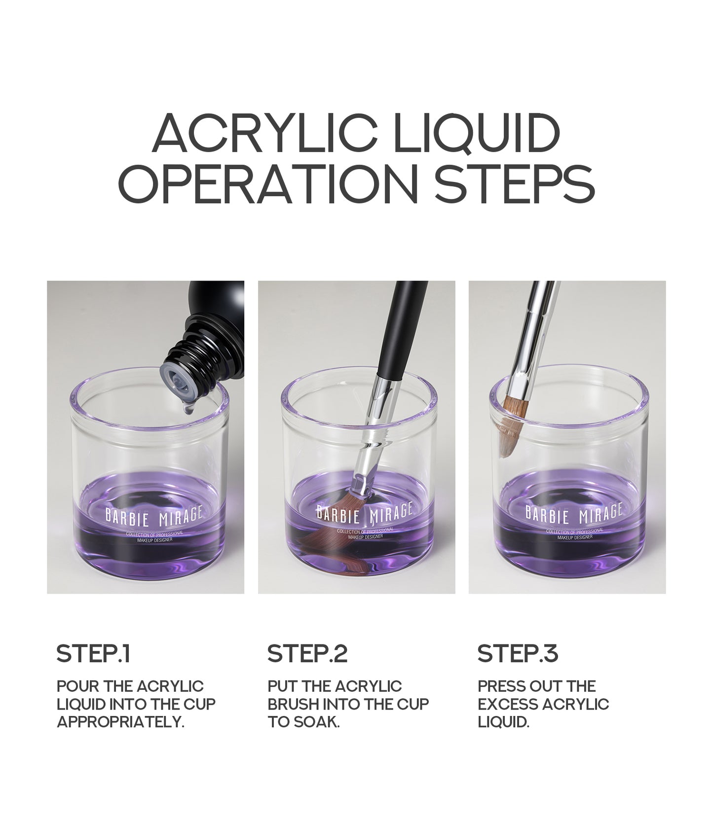 Acrylic Liquid/Brush Cleaning/Disinfection Glass & Stainless Steel Jar