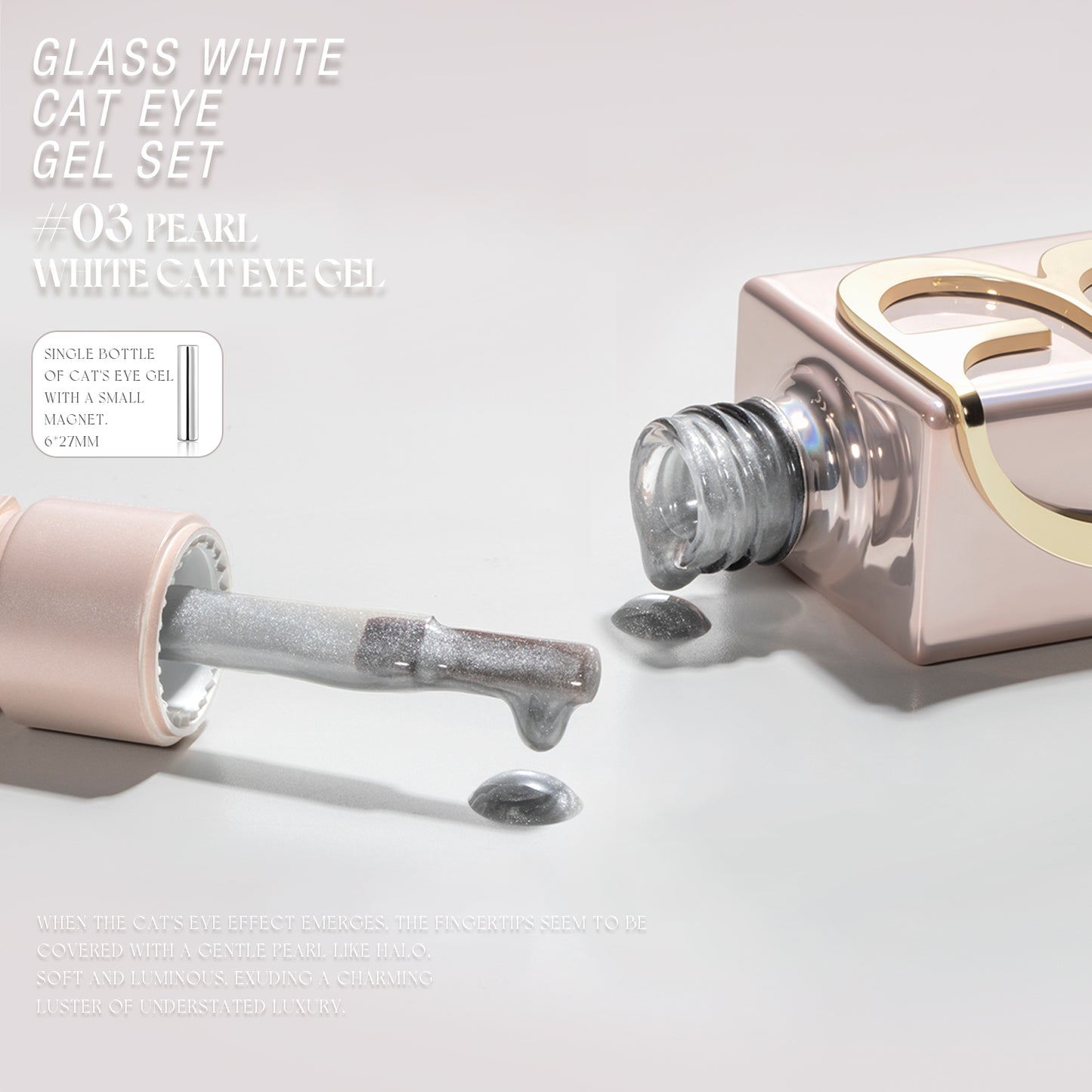 Gulauri White Glass Cat Eye Pearl 03