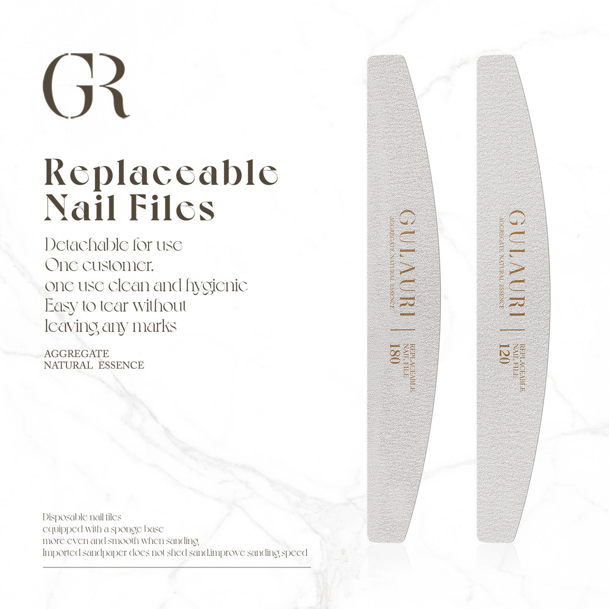 Gulauri Halfmoon Washable Detachable Disposable Nail Files | 120g & 180g