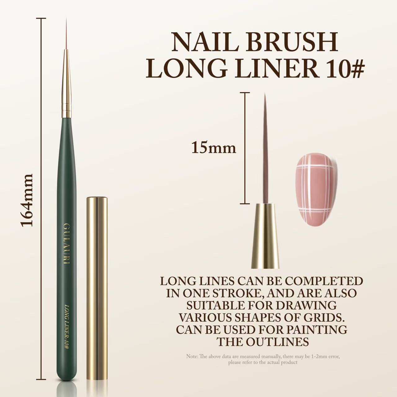 Nail Art Brush Long Liner 15mm Gulauri #10