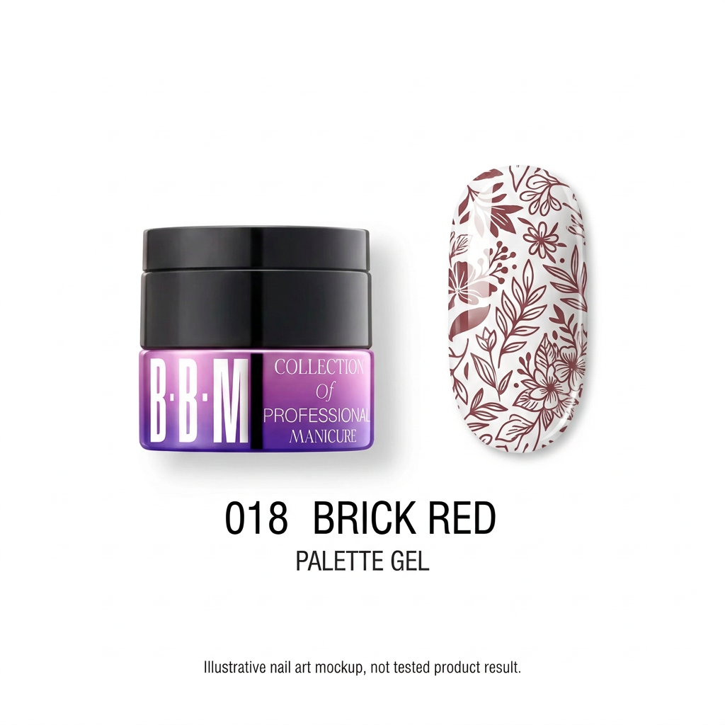 018 Brick Red corrected pot and stamped nail mockup