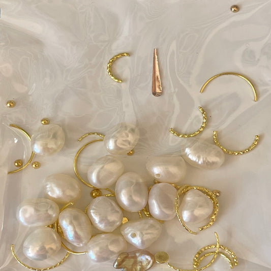 Fresh water pearls for earrings, jewellery or art and craft with gold metal charms