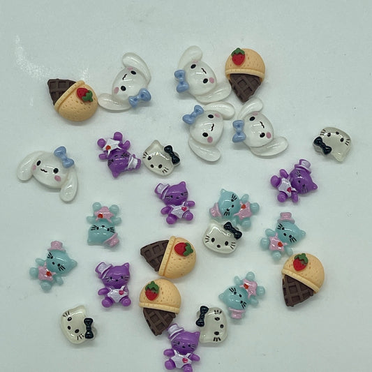 Cinnamoroll purple and pink kitty charms cute and adorable with icecreams