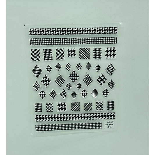Gray Houndstooth Nail Art Stickers