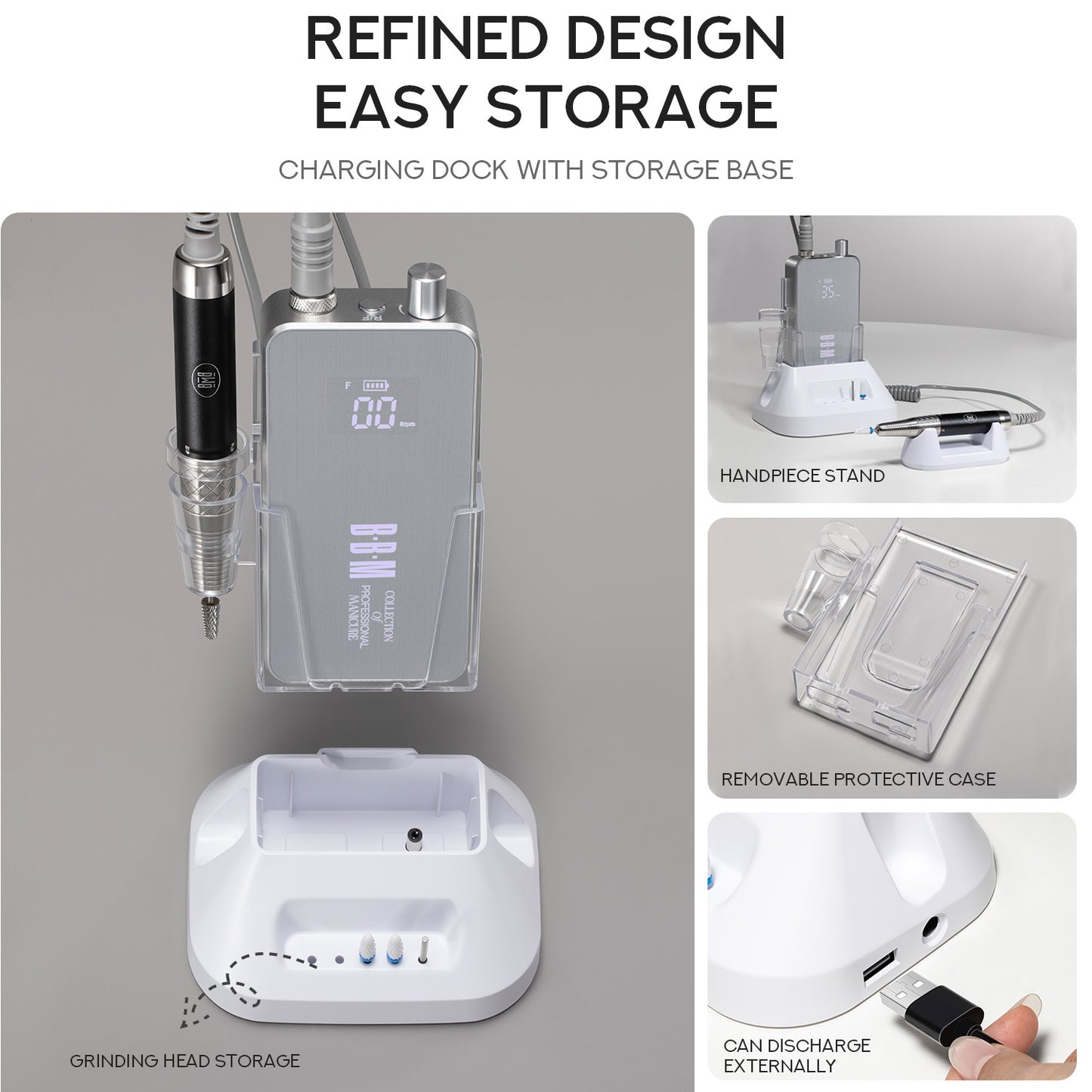 Professional Brushless Ultra quiet low vibration Electric Nail E File Drill