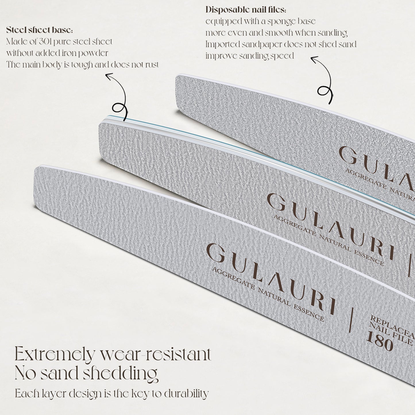 Gulauri Halfmoon Washable Detachable Disposable Nail Files | 120g & 180g