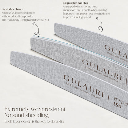 Gulauri Halfmoon Washable Detachable Disposable Nail Files | 120g & 180g
