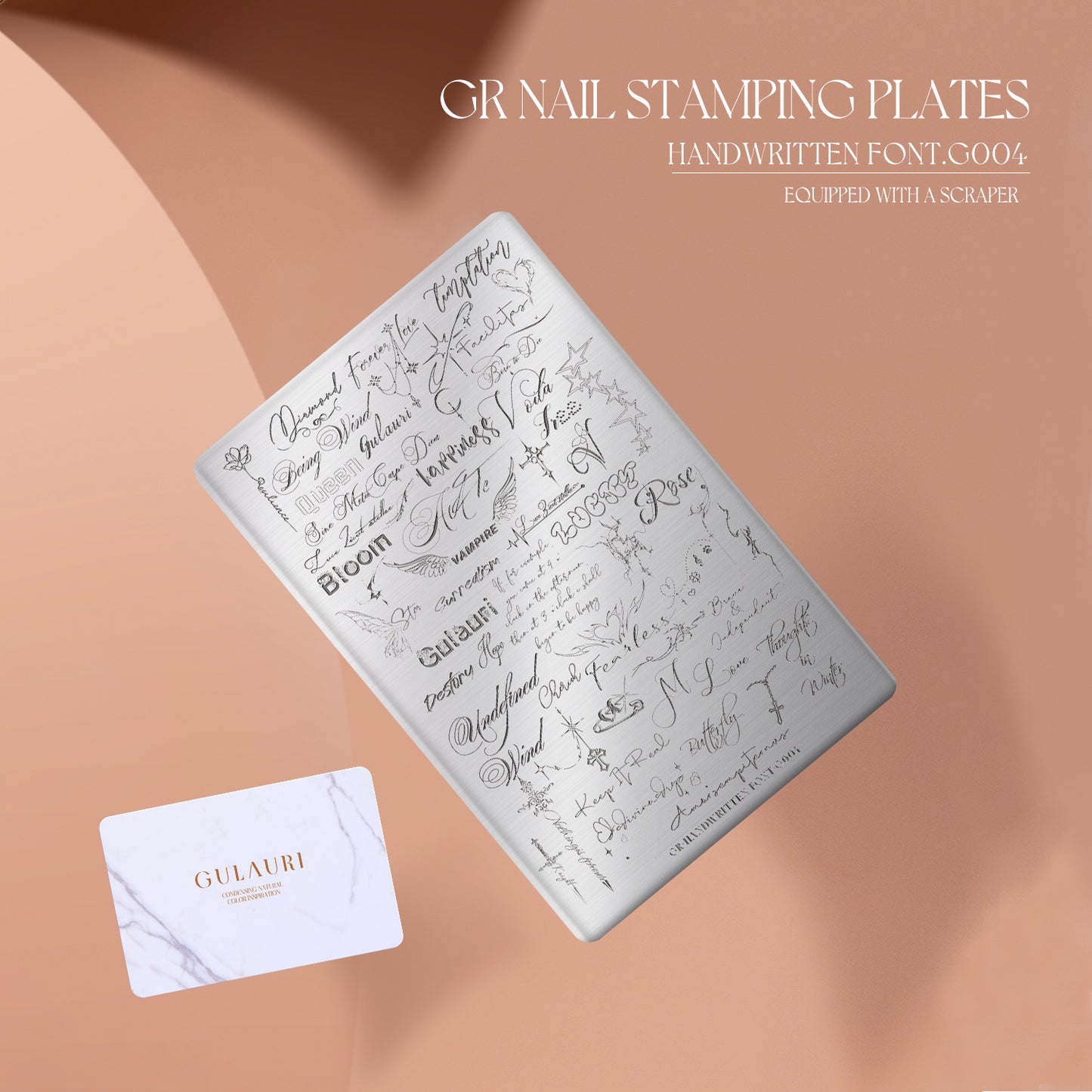 Nail Stamping Plates Gulauri - Handwritten Font G004