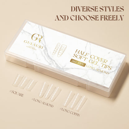 Gulauri Half Cover Soft Gel Tips – Square 240 tips
