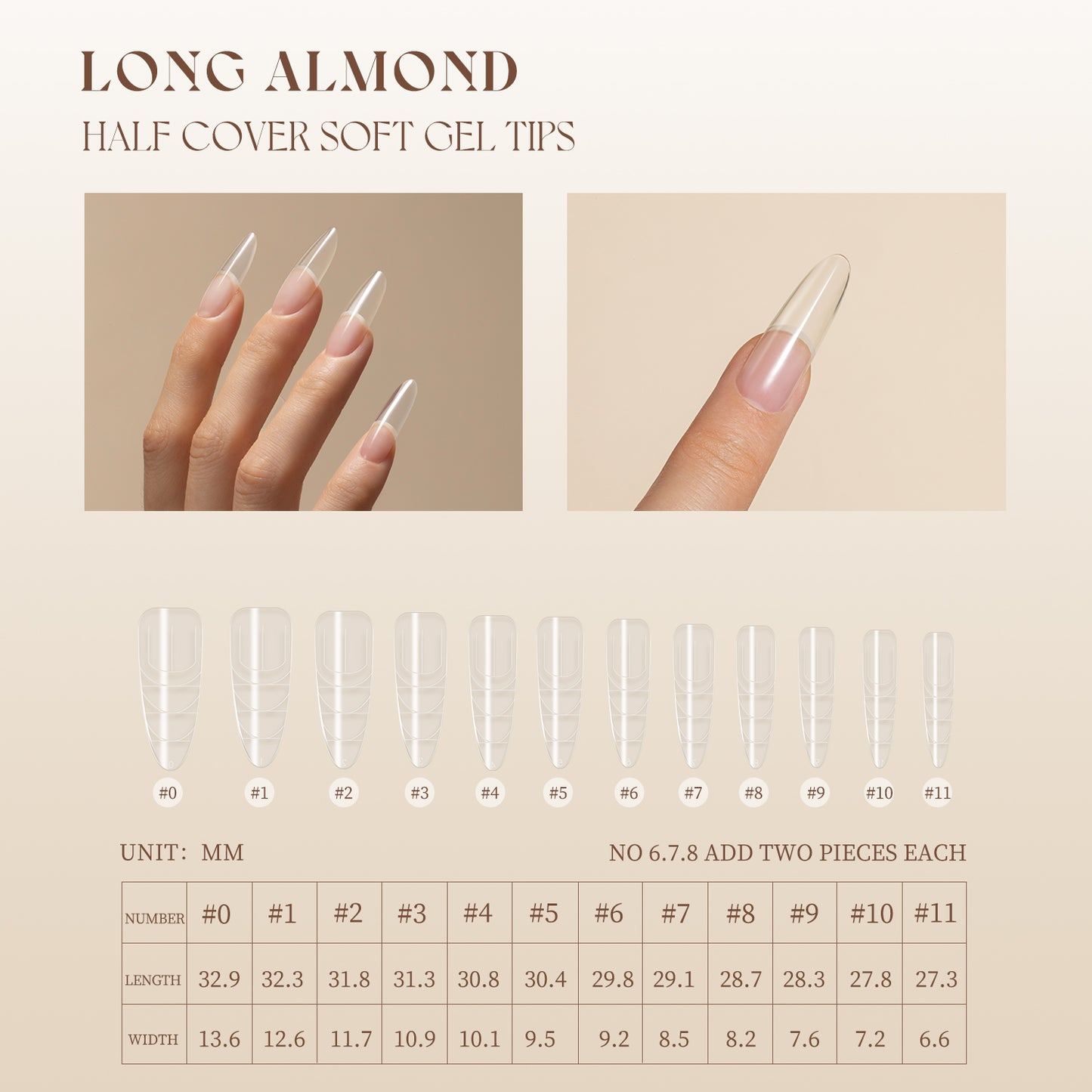 Gulauri Half Cover Soft Gel Nail Tips – Long Almond 240 Tips