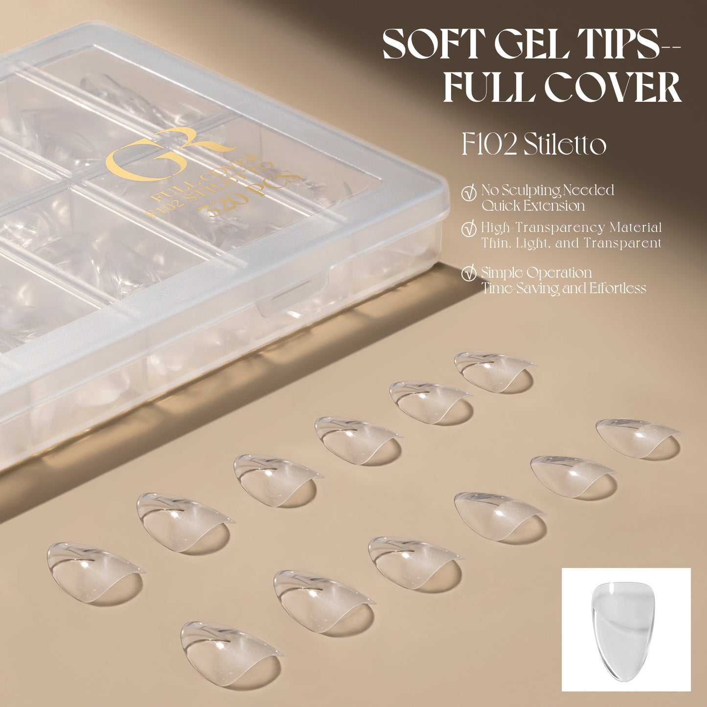 Gulauri Pro Full Cover Soft Gel Tips - 5 Shapes