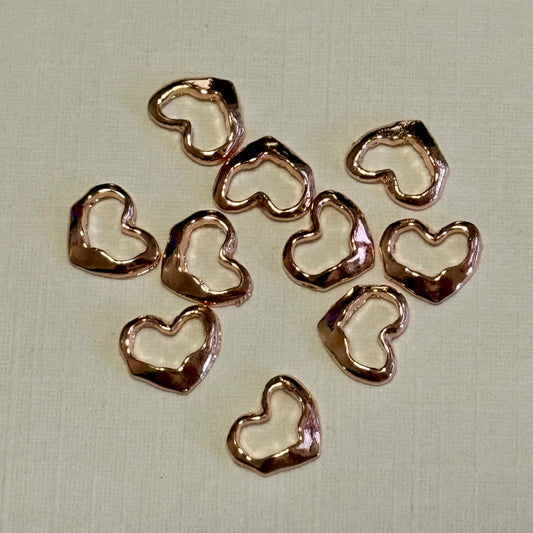 Fancy 3D Rose Gold Heart Shaped Metal Nail Charm