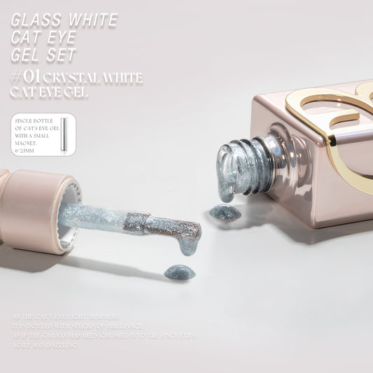 Gulauri White Glass Cat Eye Crystal White 01