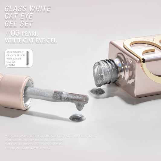 Gulauri White Glass Cat Eye Pearl 03