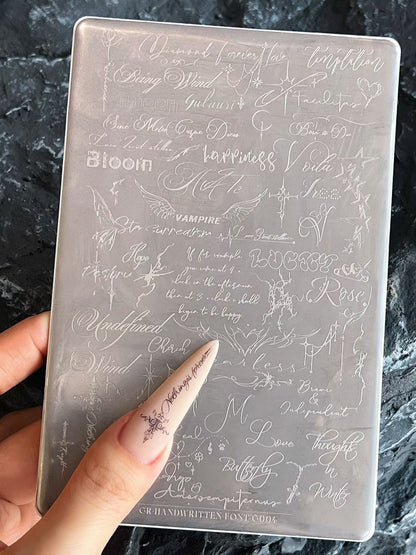 Nail Stamping Plates Gulauri - Handwritten Font G004