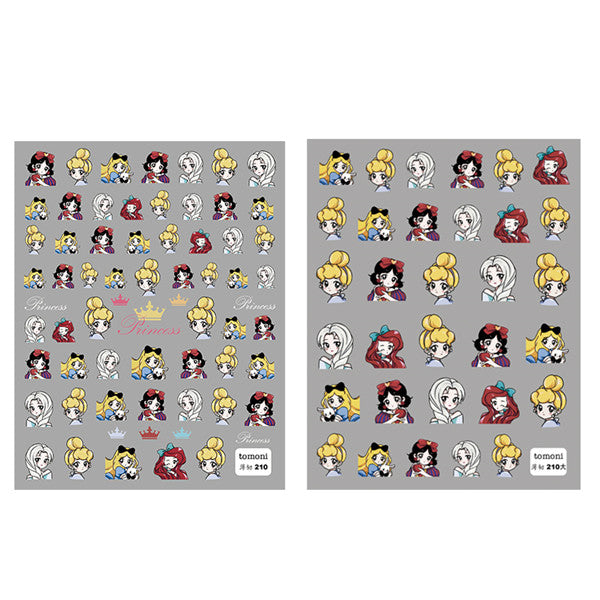 Dark Gray Disney Character Princess Nail Art Stickers