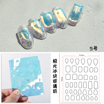 Light Gray Aurora Ice Decal Korean Nail Enhancement 6 styles