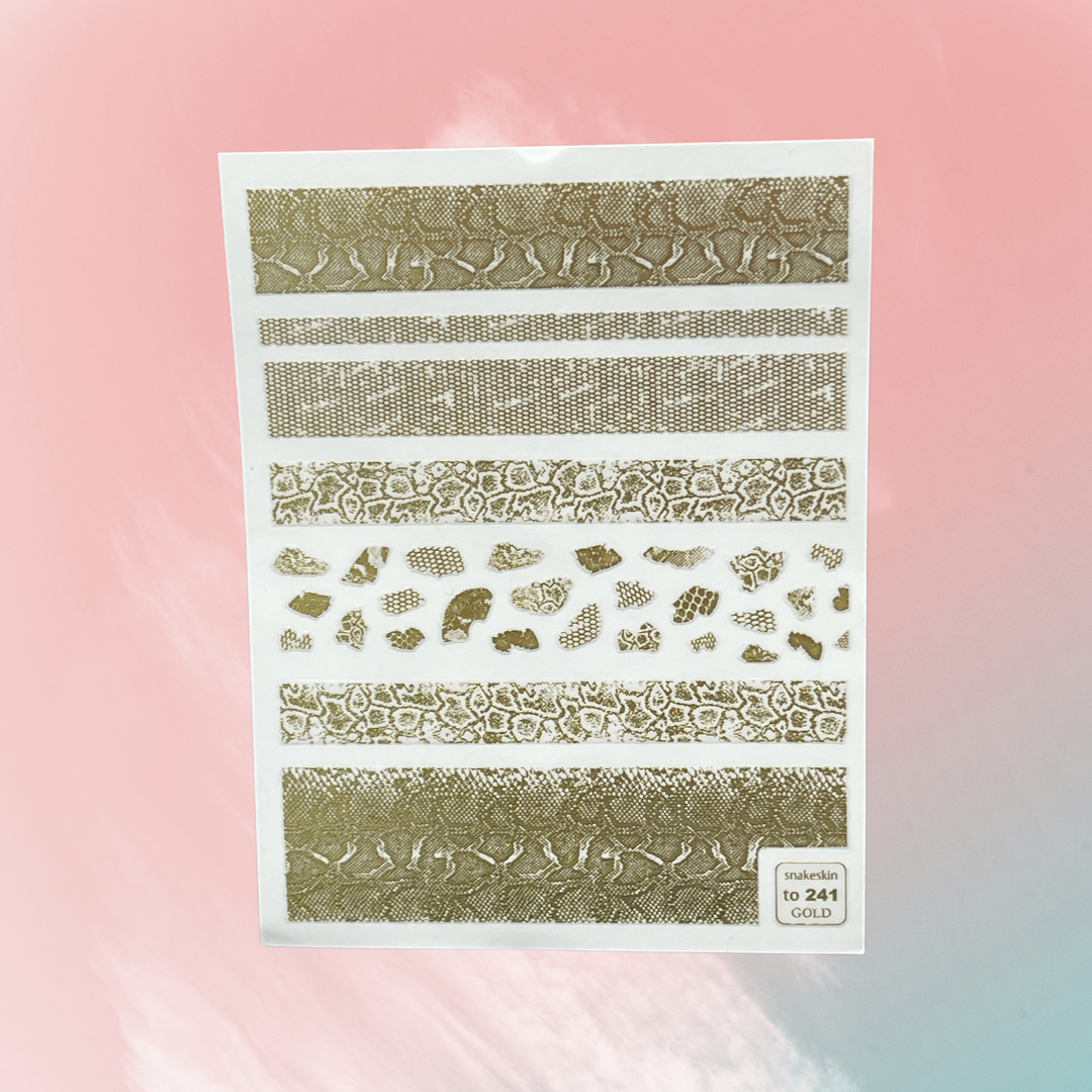 Light Gray Snakeskin Gold Foil Stickers