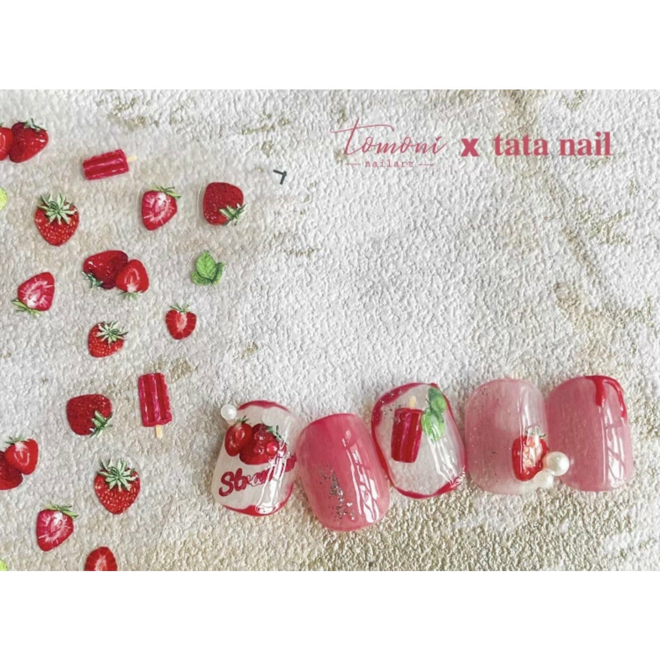 Light Gray Strawberries Hearts and Icypole Stickers