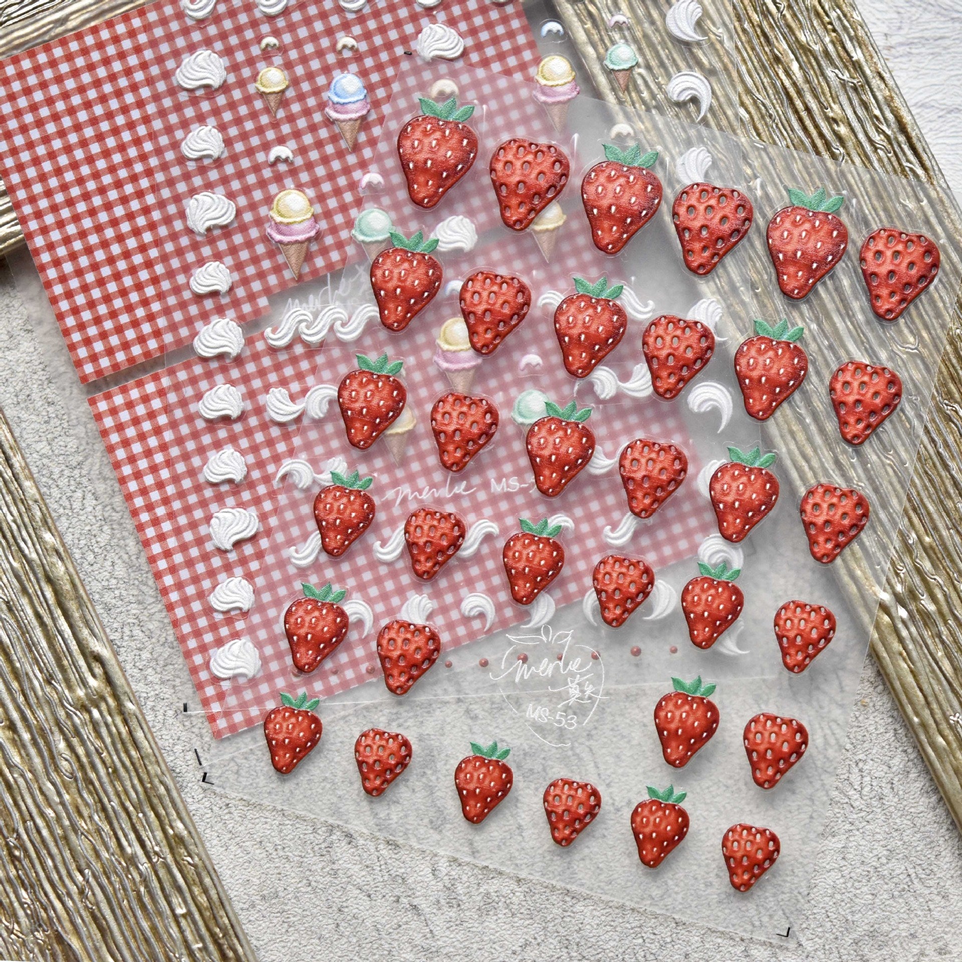 Gray Embossed Strawberry Stickers