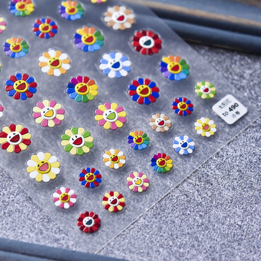  Happy Rainbow Flower Face Stickers