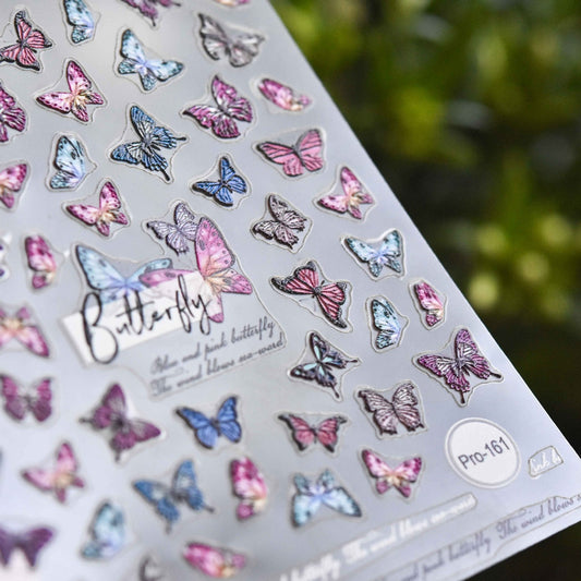 Gray Colourful Butterflies Embossed