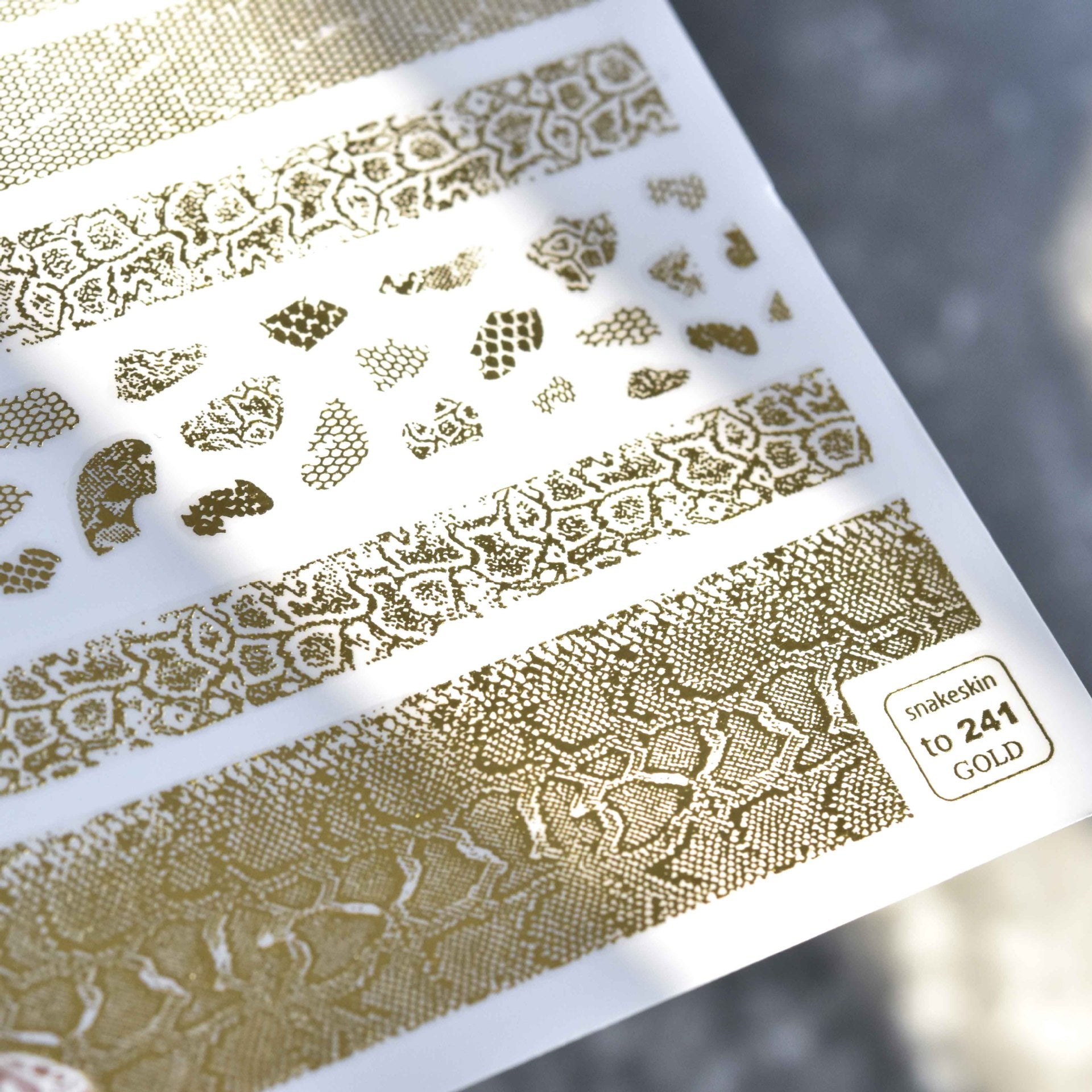 Light Gray Snakeskin Gold Foil Stickers