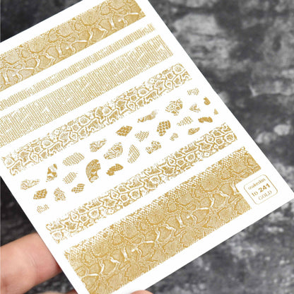 Tan Snakeskin Gold Foil Stickers