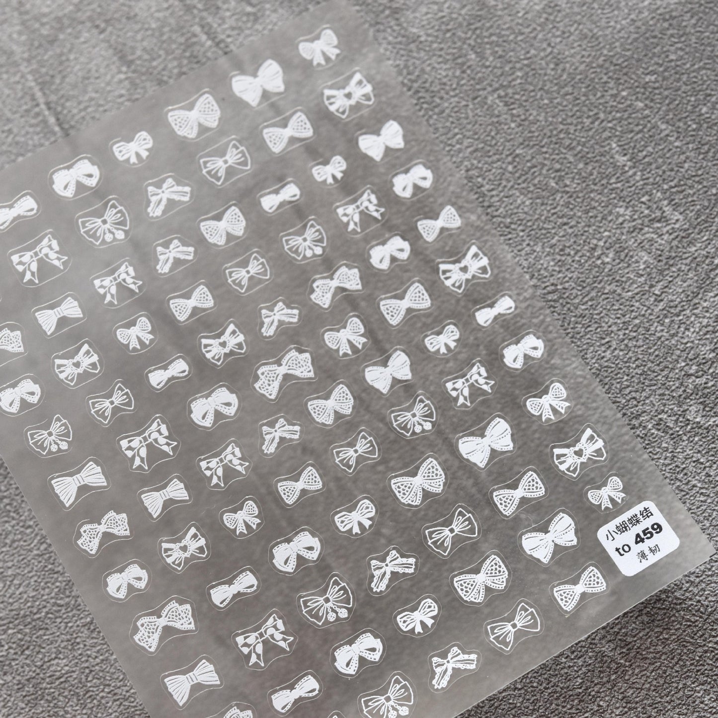 Light Slate Gray White Embossed Bow Stickers