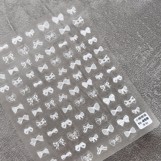 Light Slate Gray White Embossed Bow Stickers